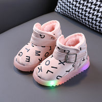 Fleece Warm Cotton Shoes For Baby Girl Soft Sole Baby Toddler Shoes Flashing