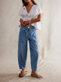 Casual Loose Low-Waist Barrel-Shape Womens Jeans