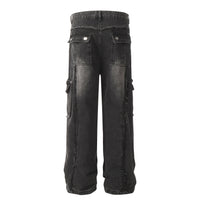 High Quality Jeans With A Multi-pocket Design And Raw Edge Detailing