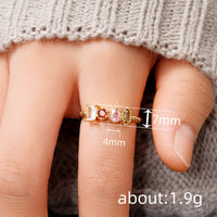 Geometric Simple Colorful Zircon Ring Fashion