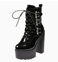 New Chunky-Heel Platform Pearl-Chain Fashionable Punk Boots