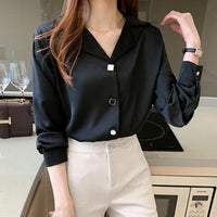 Womens Stylish Long-sleeve Shirt With A Suit-style Collar