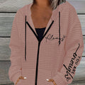 Women's Casual Printed Zipper Hooded Long Sleeve Sweater Coat