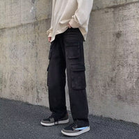 Cargo Jeans Men's Distressed Straight Loose Pants