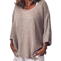 Round Neck Long Sleeve Loose And Simple Versatile Knitted Top