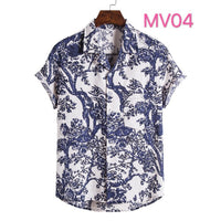 Cotton And Linen Ethnic Style Suit Collar Short Sleeve Shirt