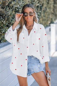 Casual Sun-proof Heart Printing Loose And Comfortable Shirt