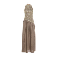 Fashionable Patchwork Satin Sleeveless Dress For Women