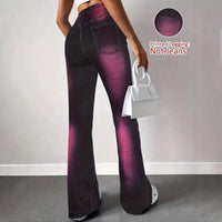Womens Stretchy Slim-Fit Faux Denim Printed Pants