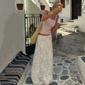 Sexy Low Waist Crocheted Flower Fashion Temperament Slim Skirt