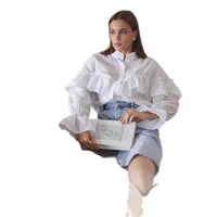 Womens Street-Style Fashion Layered Ruffle-Trimmed Shirt