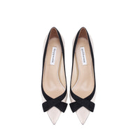 Women's Genuine Leather Apricot Bow Suede High Heels