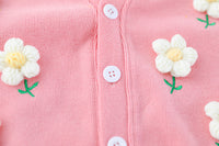 Doll Collar Top Cardigan Three Piece Set For Children
