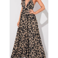 Printed V-Neck Sexy Long Slip Dress For Women