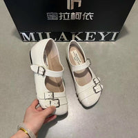 British Style Versatile Thick Sole, Thick Heel, Small Leather Shoes For Women, Retro Style, Height Increasing, Casual, And Happy Single Shoes