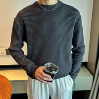 Light Mature Men's Autumn And Winter Thick Ribbed Round Neck Sweater