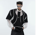 Fake Two-piece Design Padded Shoulder Long Sleeve Crew Neck Sweater