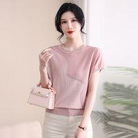 Knitted Western-style Short-sleeve T-shirt For Middle-aged And Elderly Elegant