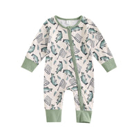 Long Sleeve Little Fish Printed One-piece