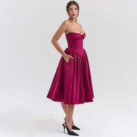 Womens Halter-Neck High-End Backless Midi Dress