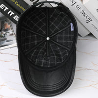Leather Hat Autumn And Winter Men's Sheepskin Outdoor Sun-proof Leather Baseball Cap
