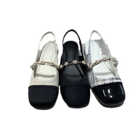 New Flower Square Head Elastic Band Shallow Mouth Flat Bottom Fashion Shoes