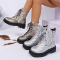 Leather Martin Boots Round Head Thick Bottom