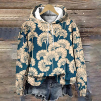 Stylish Floral-patterned Loose-fitting Designer Hoodie For Fall