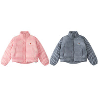 American Retro Trendy Simple Plaid Stand Collar Niche Casual Warm Cotton Coat