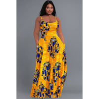 Women's Fashionable Plus-Size Printed Slip Dress