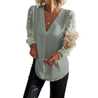 Casual Vacation Style V-neck Long Sleeve Blouse