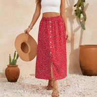 European And American Printed Breasted Self-tie Summer Pastoral A- Line Skirt Advanced Skirt
