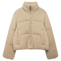 European And American Fashion Stand Collar Long Sleeve Cotton Jacket Coat