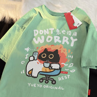 Cotton Loose Funny Short-sleeved T-shirt Men's Summer Casual