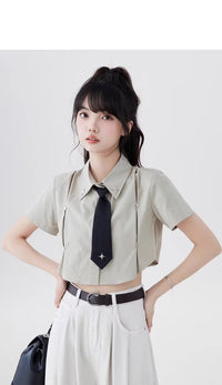 Women's Summer Star Tie Design Short-sleeved Shirt