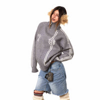 Cardigan Zipper Number 7 Sweater Casual Plush Top