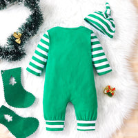 Letter Printed Striped Long Sleeve Jumpsuit