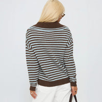 Fashion Leisure Commute Loose Striped Crew Neck Long Sleeves Sweater