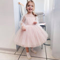 New Girl's Wedding Polka Dot Lace Long Sleeve Dress
