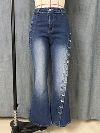 Fashionable Slim-fit Solid-color Blue Jeans