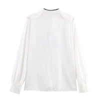Women's Color-block Bow Layered Decorative Shirt