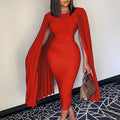 Fashion Pleated Ol Cape Plus Size Gown
