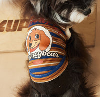 Tony Bear Dog Clothes Striped Polo Shirt