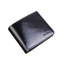 Men's Wallet Short Zipper Buckle Oil Wax Leather
