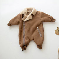 Korean Style Children's Clothing Baby Single-layer Fleece-lined Romper Thickened
