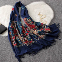 Fashion Embroidered Shawl Warm Thick Women