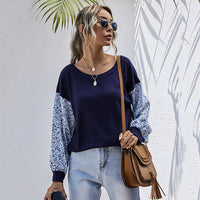 Women's AutumnWinter Crew-Neck Color-Block Patchwork Long-Sleeve