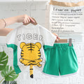 Boys And Girls Cartoon Round Neck Short Sleeve Suit
