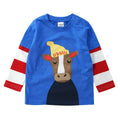 Boys And Girls Striped Sleeves Stitching Round Neck Sweater