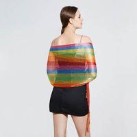 Rainbow Striped Long Beard Sunscreen Shawl Scarf